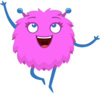 illustration of a dancing pink fuzzy creature