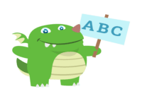 illustration of green dragon holding an ABC sign